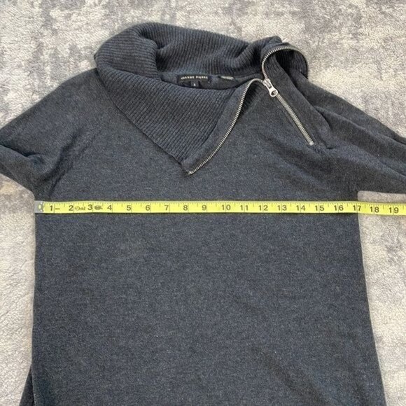 Jeanne Pierre Zip Cowl Neck Tunic Sweater Gray Front Pockets Sz S - Picture 10 of 11